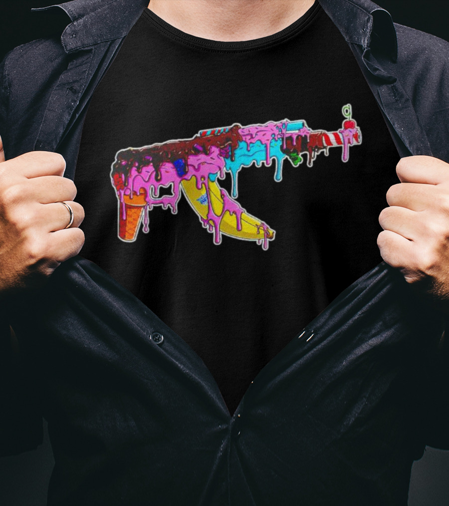 Ice Cream AK-47 Dripping Treats Colorful T-Shirt