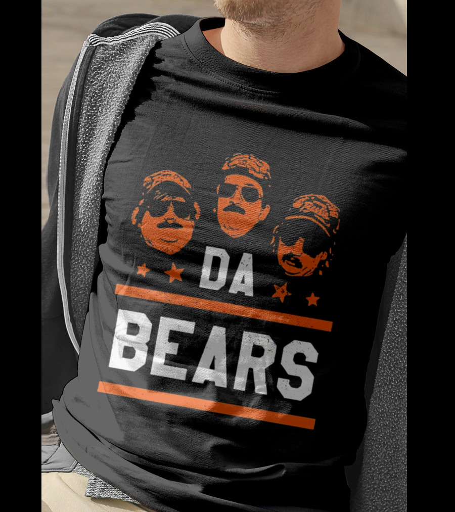 DA BEARS Chicago Sports Icons Orange Stars T-Shirt