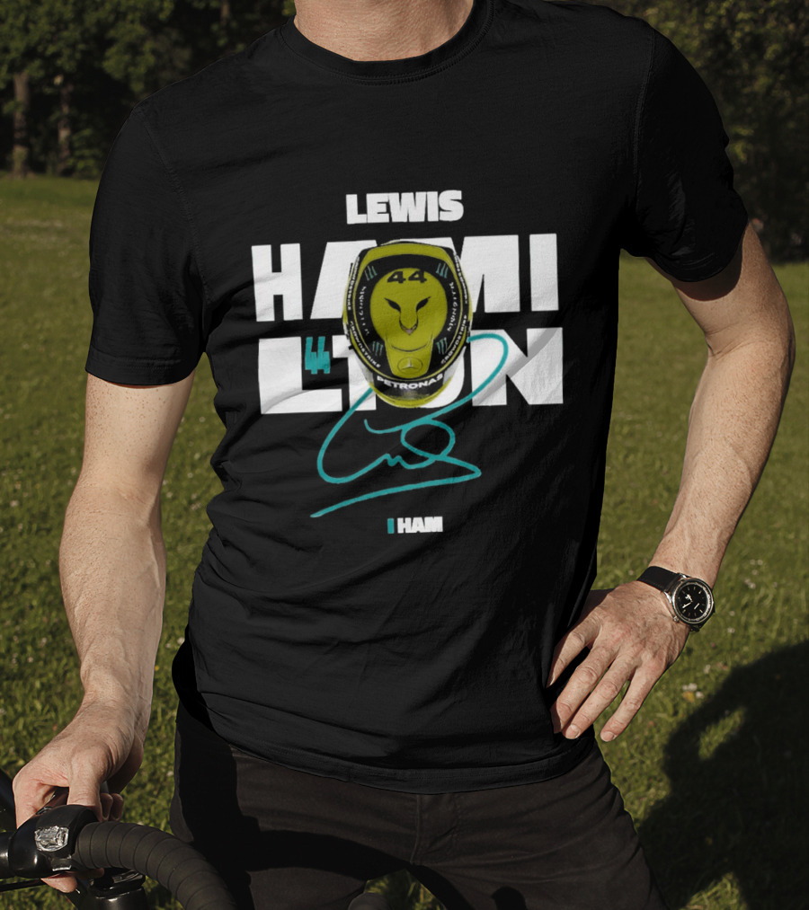 Lewis Hamilton 44 Monster Petronas Helmet Ham Signature T-Shirt