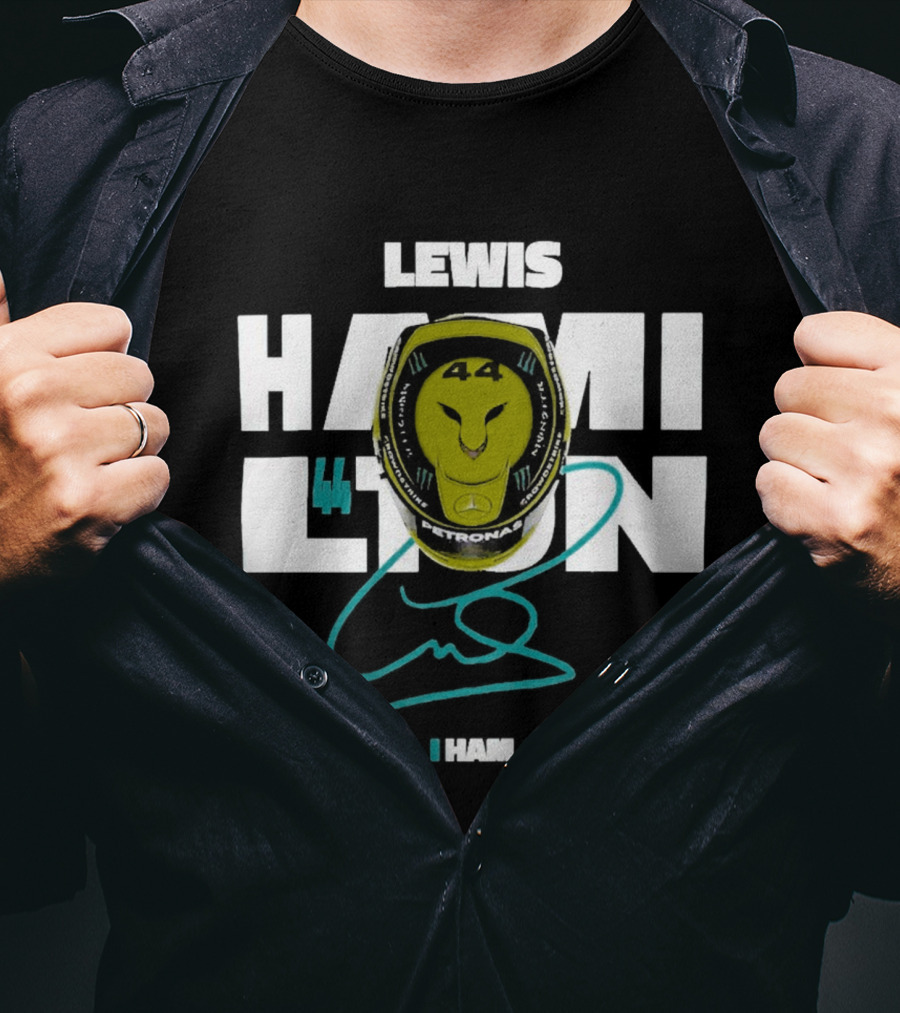 Lewis Hamilton 44 Monster Petronas Helmet Ham Signature T-Shirt