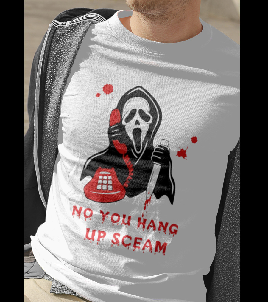 No You Hang Up Sceam Ghost Mask Red Phone Knife T-Shirt