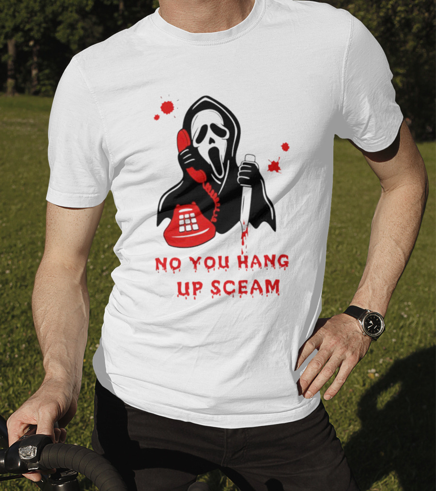No You Hang Up Sceam Ghost Mask Red Phone Knife T-Shirt