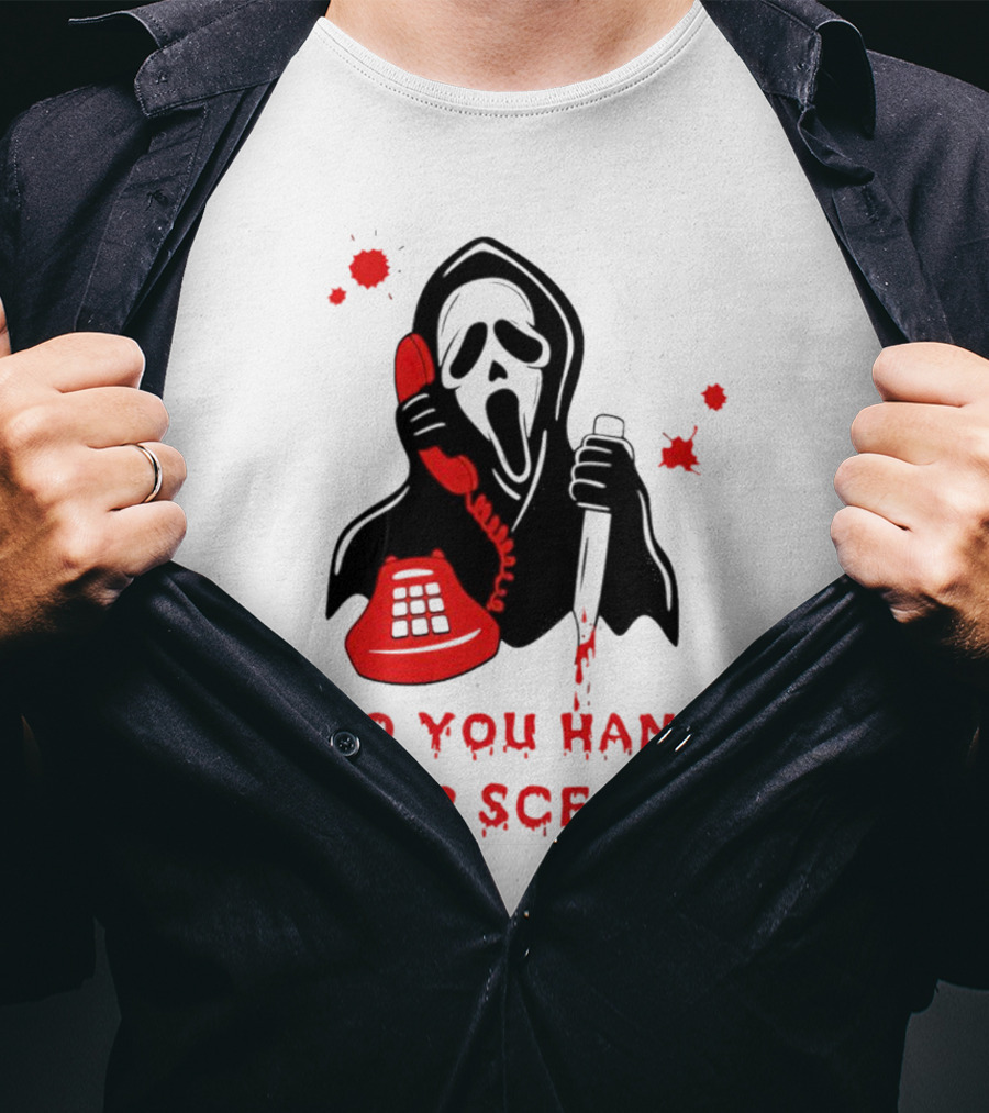 No You Hang Up Sceam Ghost Mask Red Phone Knife T-Shirt
