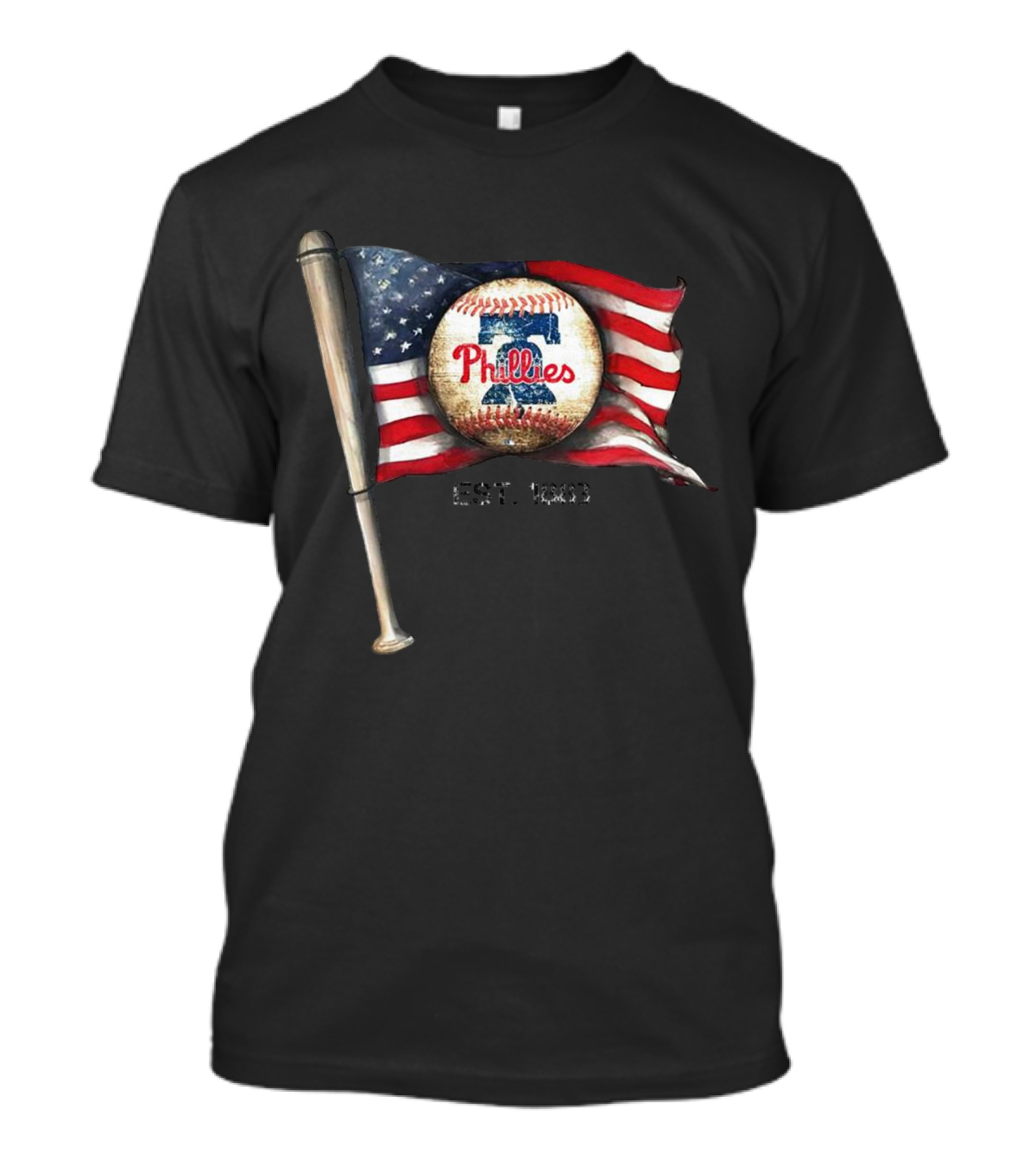 Phillies Est. 1883 American Flag Baseball Bat T-Shirt