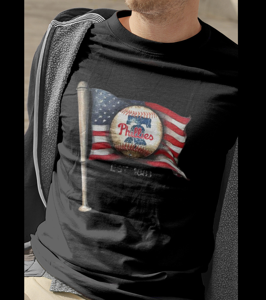 Phillies Est. 1883 American Flag Baseball Bat T-Shirt
