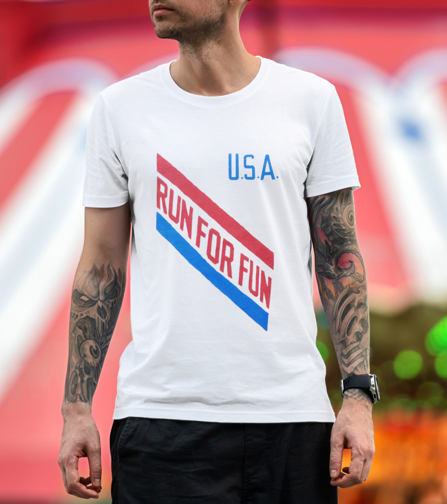 U.S.A. Red And Blue Run For Fun T-Shirt