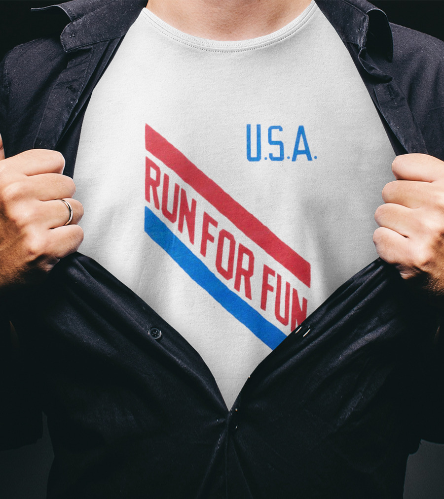 U.S.A. Red And Blue Run For Fun T-Shirt