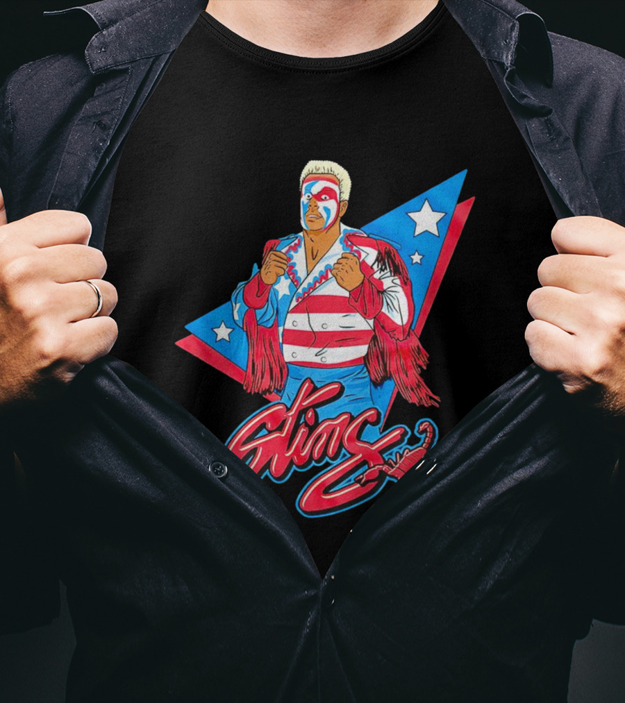 Sting USA Flag Wrestling Icon Scorpion Stars Stripes Retro Vibe T-Shirt