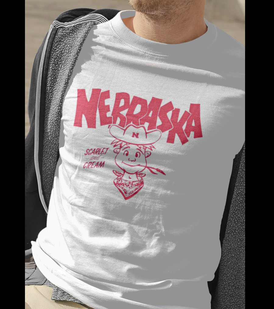 Nebraska Scarlet And Cream Herbie Husker Character T-Shirt