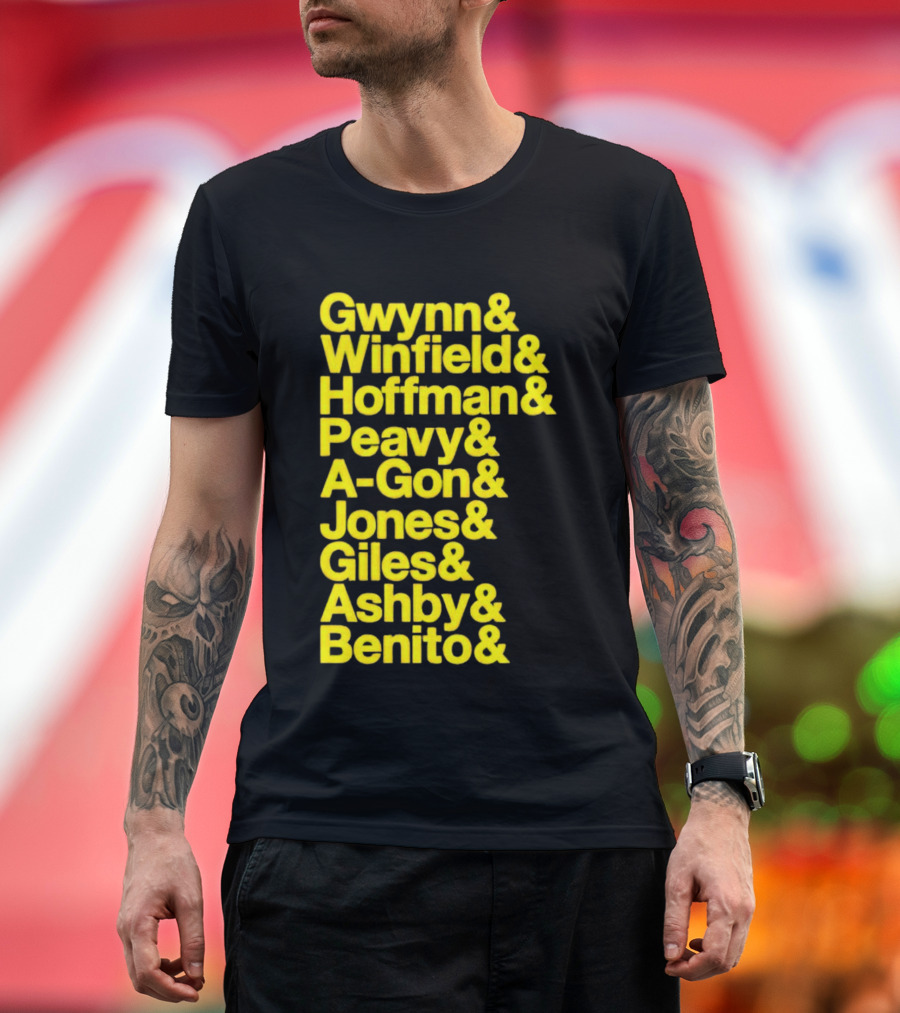 San Diego Baseball Gwynn Winfield Hoffman Peavy A-Gon Jones Giles Ashby Benito T-Shirt