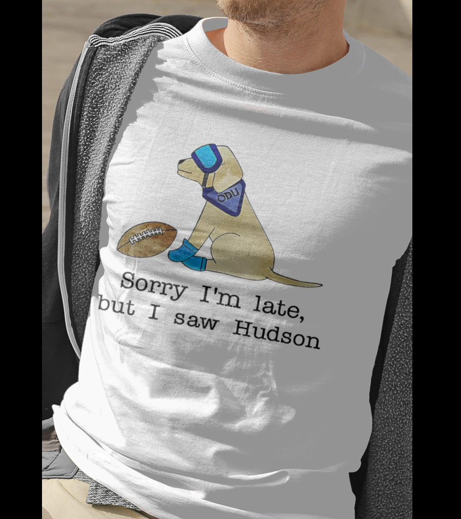 Sorry I’m Late But I Saw Hudson Dog With Football And Blue Accessories T-Shirt