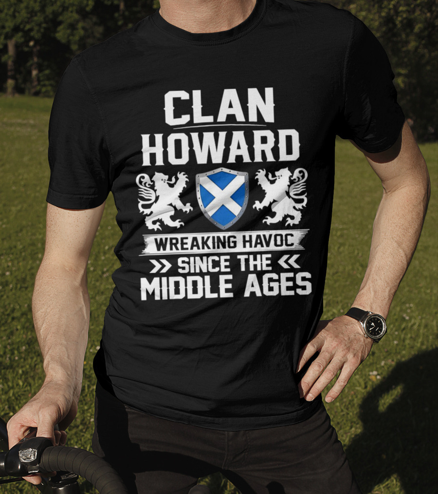 Clan HOWARD Wreaking Havoc Since The Middle Ages Shield Lions T-Shirt
