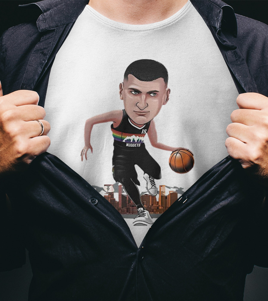 Nikola Jokić MVP Nuggets City Basketball Cartoon Player T-Shirt