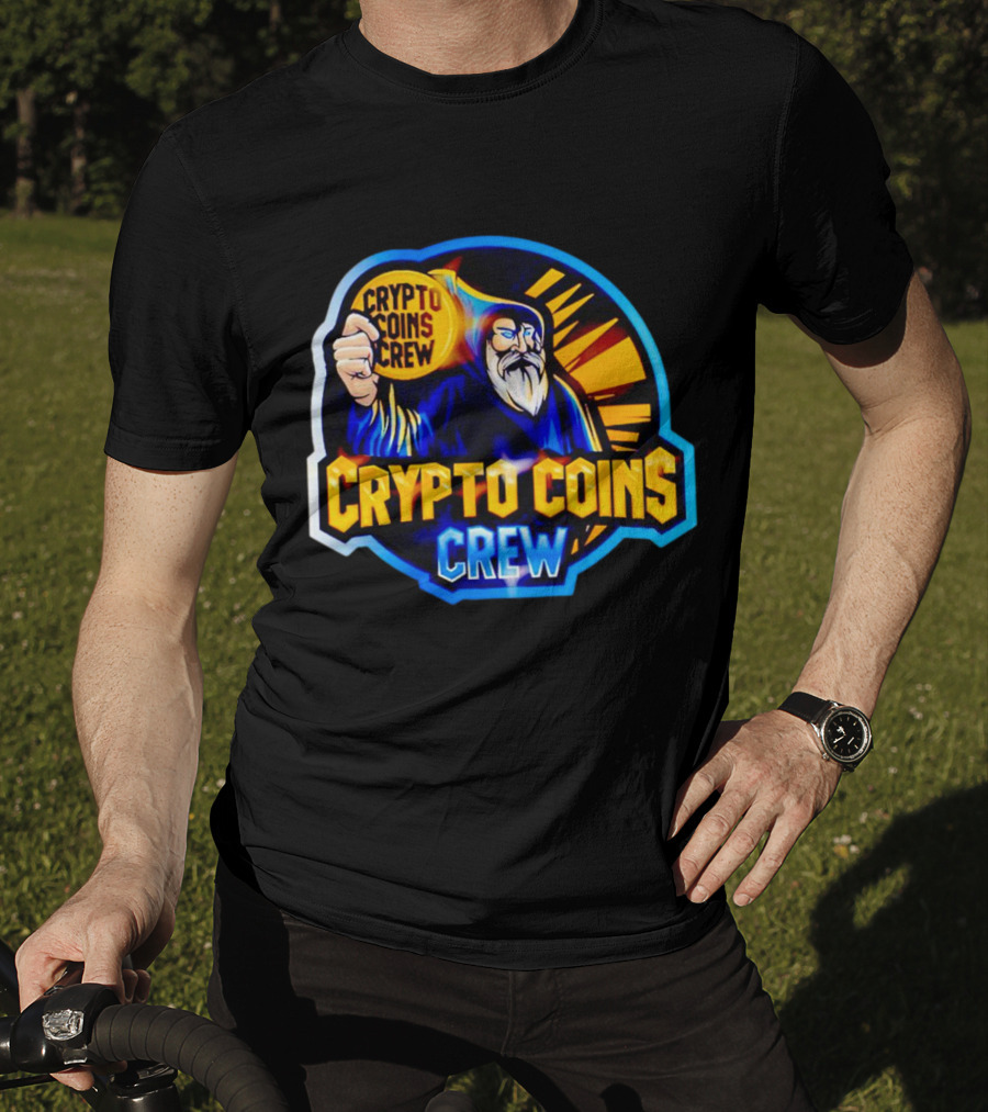 Crypto Coins Crew Wizard With Coin Badge T-Shirt