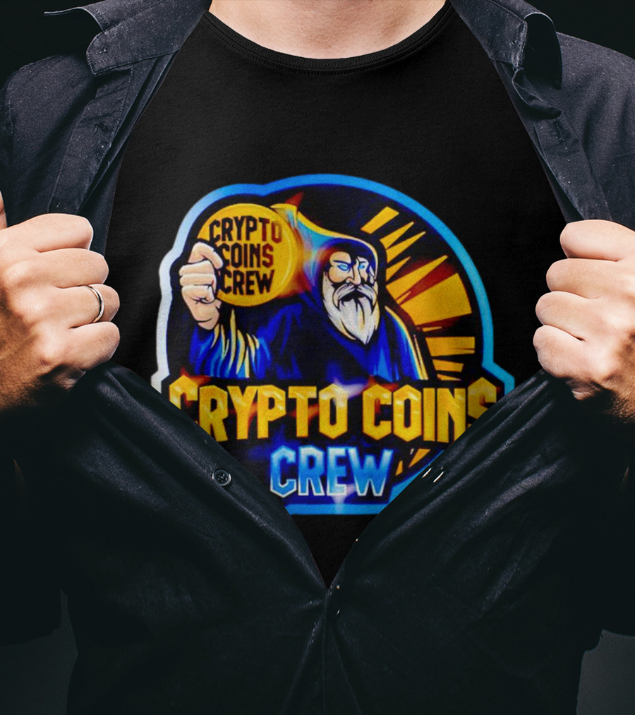 Crypto Coins Crew Wizard With Coin Badge T-Shirt