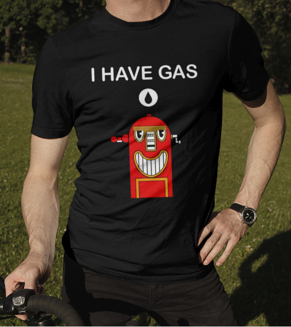 I Have Gas Nerd Geek Smiling Red Gas Pump T-Shirt