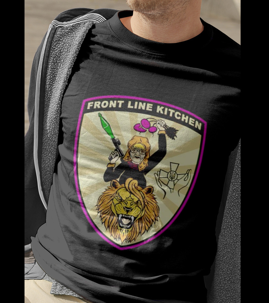 Front Line Kitchen Warrior With Viking Helmet And Lion Emblem T-Shirt