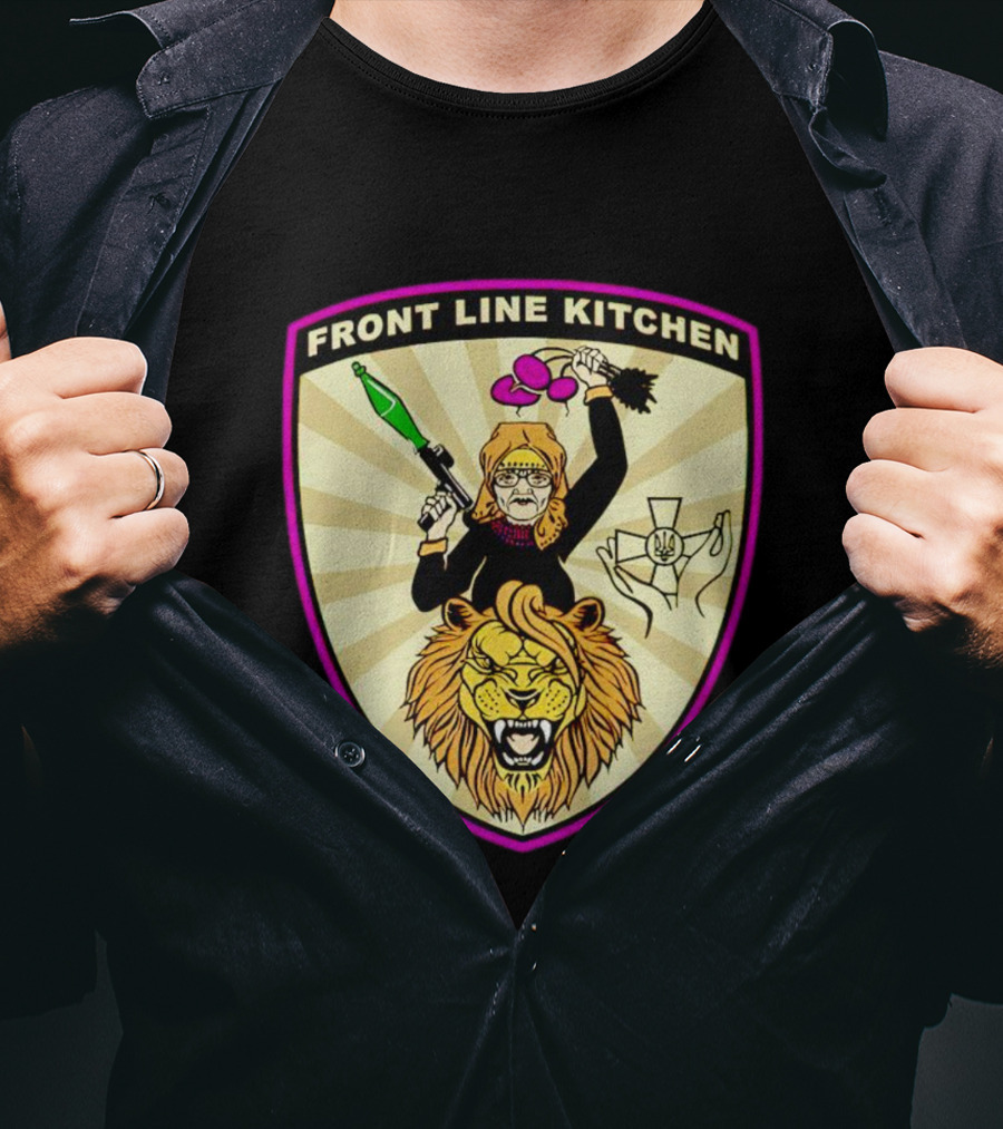 Front Line Kitchen Warrior With Viking Helmet And Lion Emblem T-Shirt