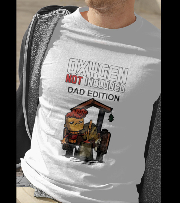 Oxygen Not Included Dad Edition Cartoon Character With Tool And Machine T-Shirt