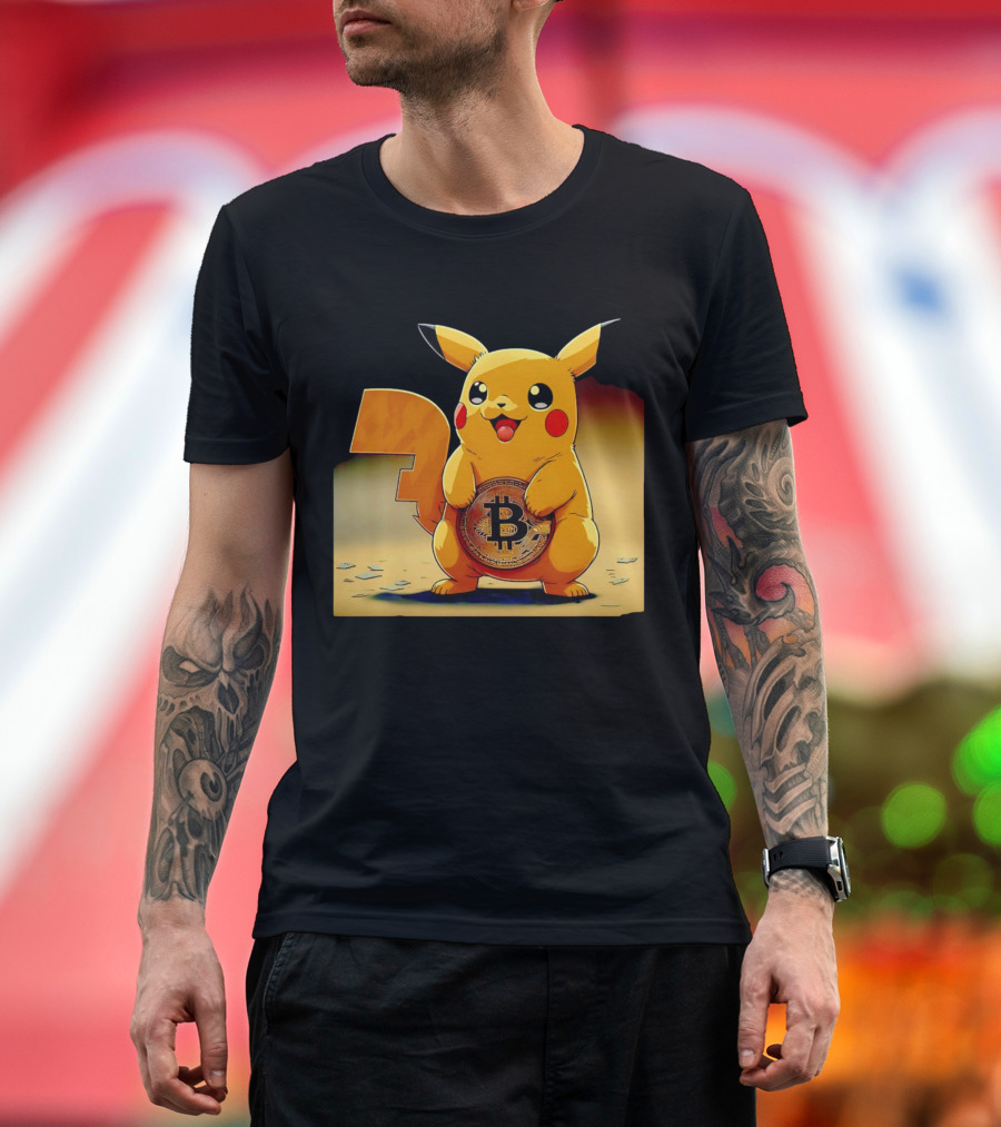 Pikacoin Bitcoin Pikachu Holding Cryptocurrency Coin T-Shirt