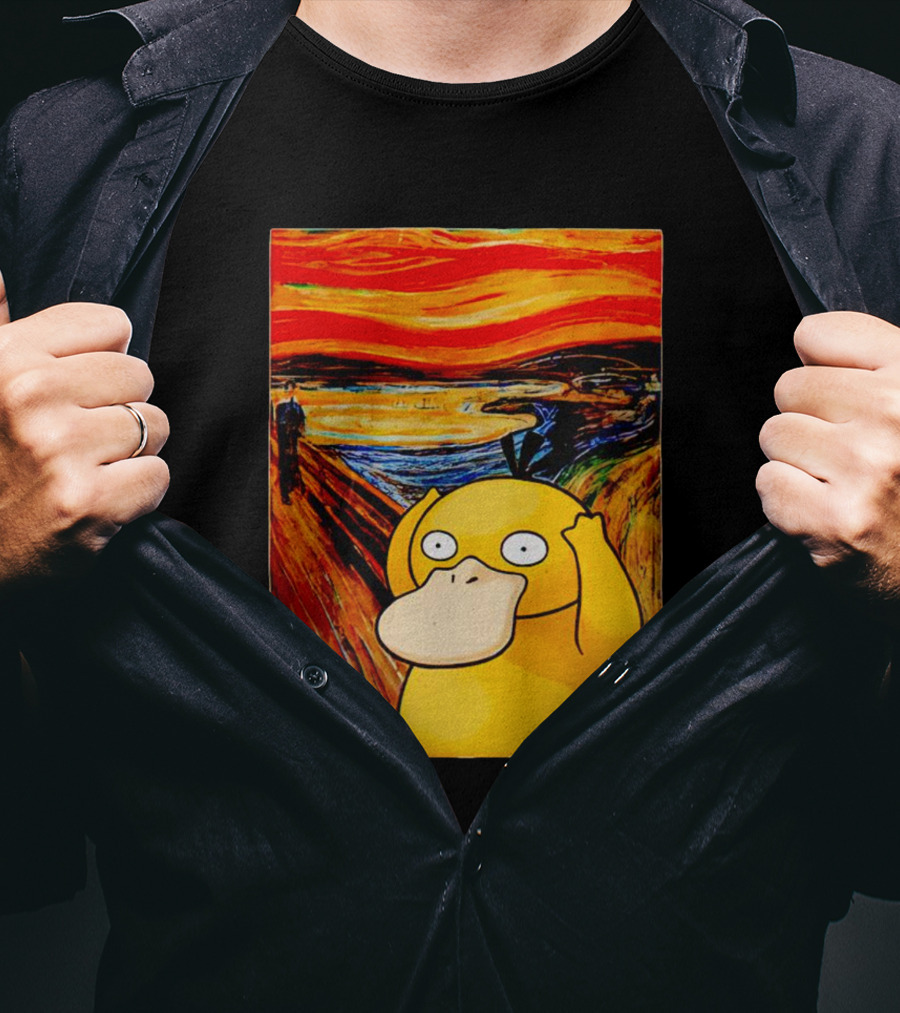Screaming Psyduck In Classic Painting Mashup T-Shirt