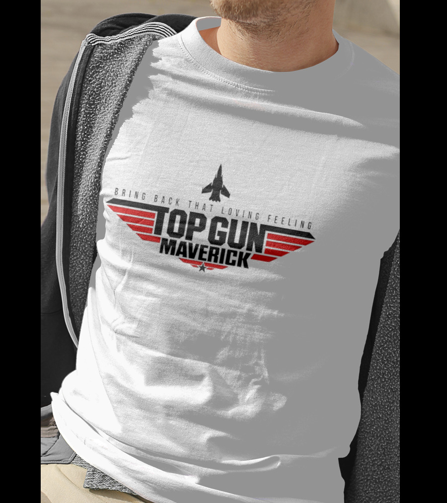 Bring Back That Loving Feeling Top Gun Maverick Jet Logo Red Stripes T-Shirt