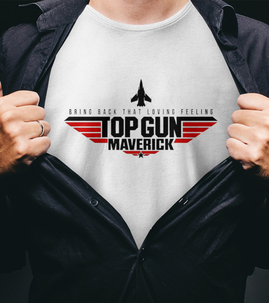 Bring Back That Loving Feeling Top Gun Maverick Jet Logo Red Stripes T-Shirt