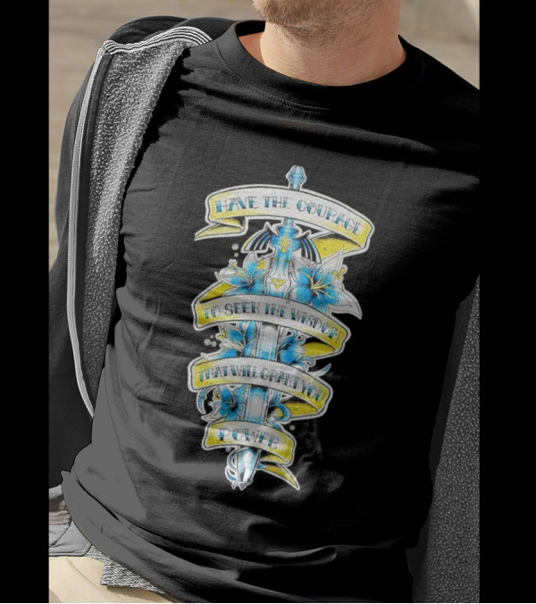 Legend Of Zelda Sword With Flowers And Inspirational Text T-Shirt