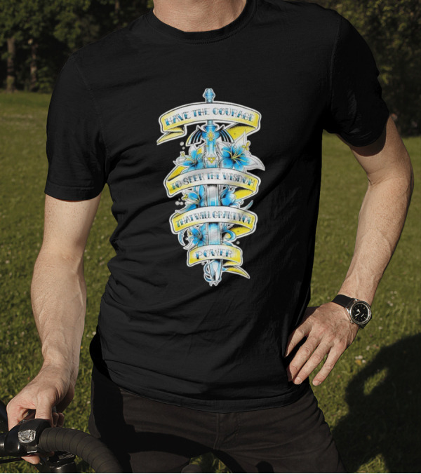 Legend Of Zelda Sword With Flowers And Inspirational Text T-Shirt