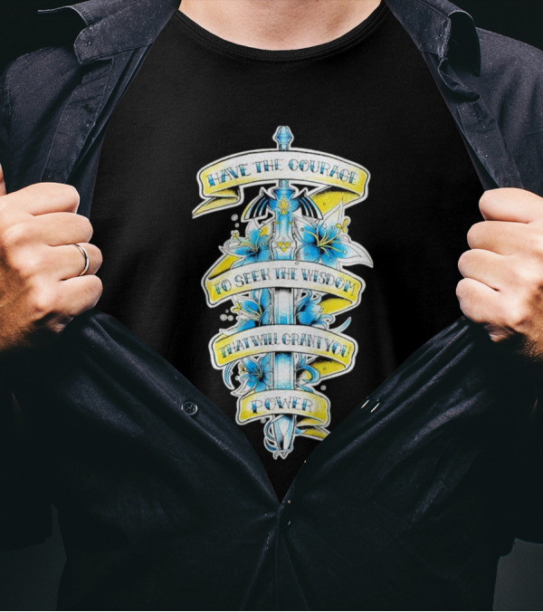 Legend Of Zelda Sword With Flowers And Inspirational Text T-Shirt