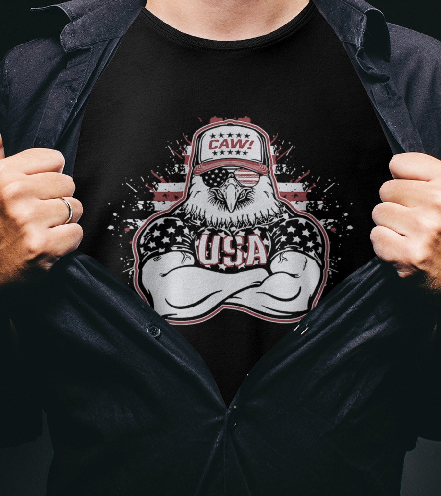 USA Caw Eagle In Patriotic Hat T-Shirt