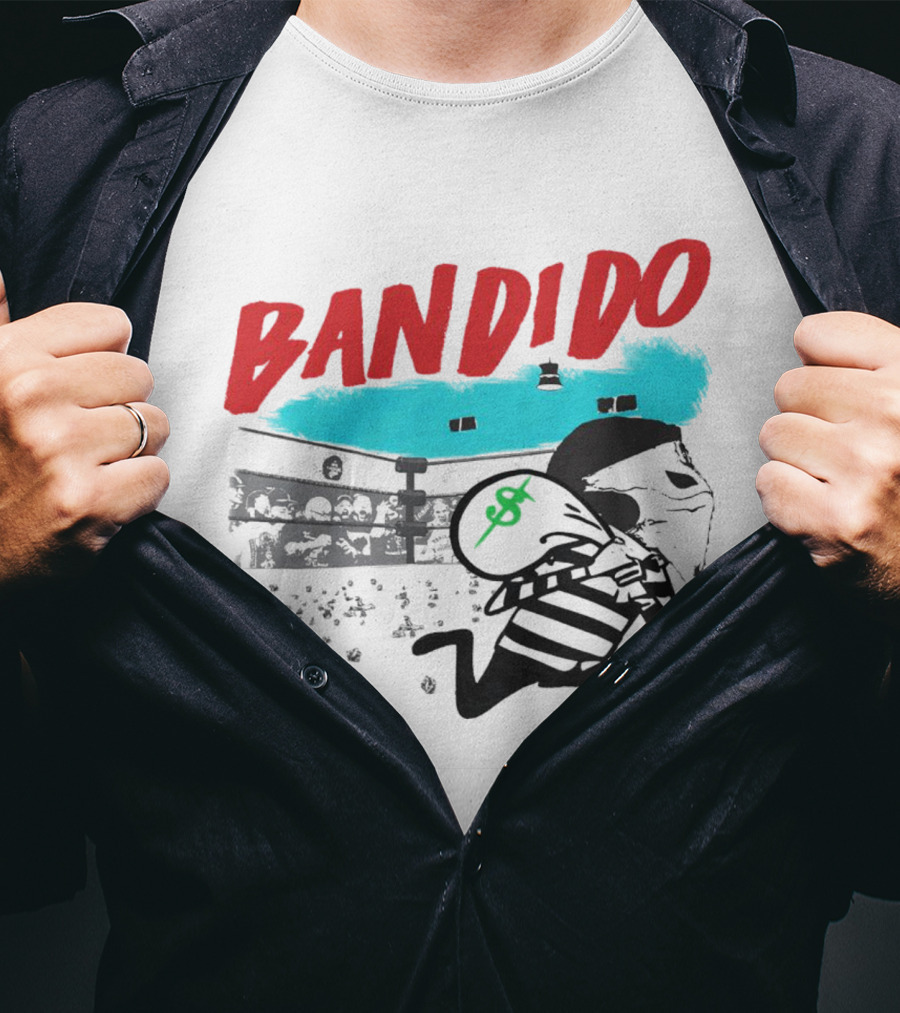 Bandido Ándale Wrestling Heist Comic Style With Luchador Ring And Money Bag T-Shirt