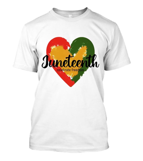 Juneteenth Celebrate Freedom Heart With Red Yellow Green Colors T-Shirt