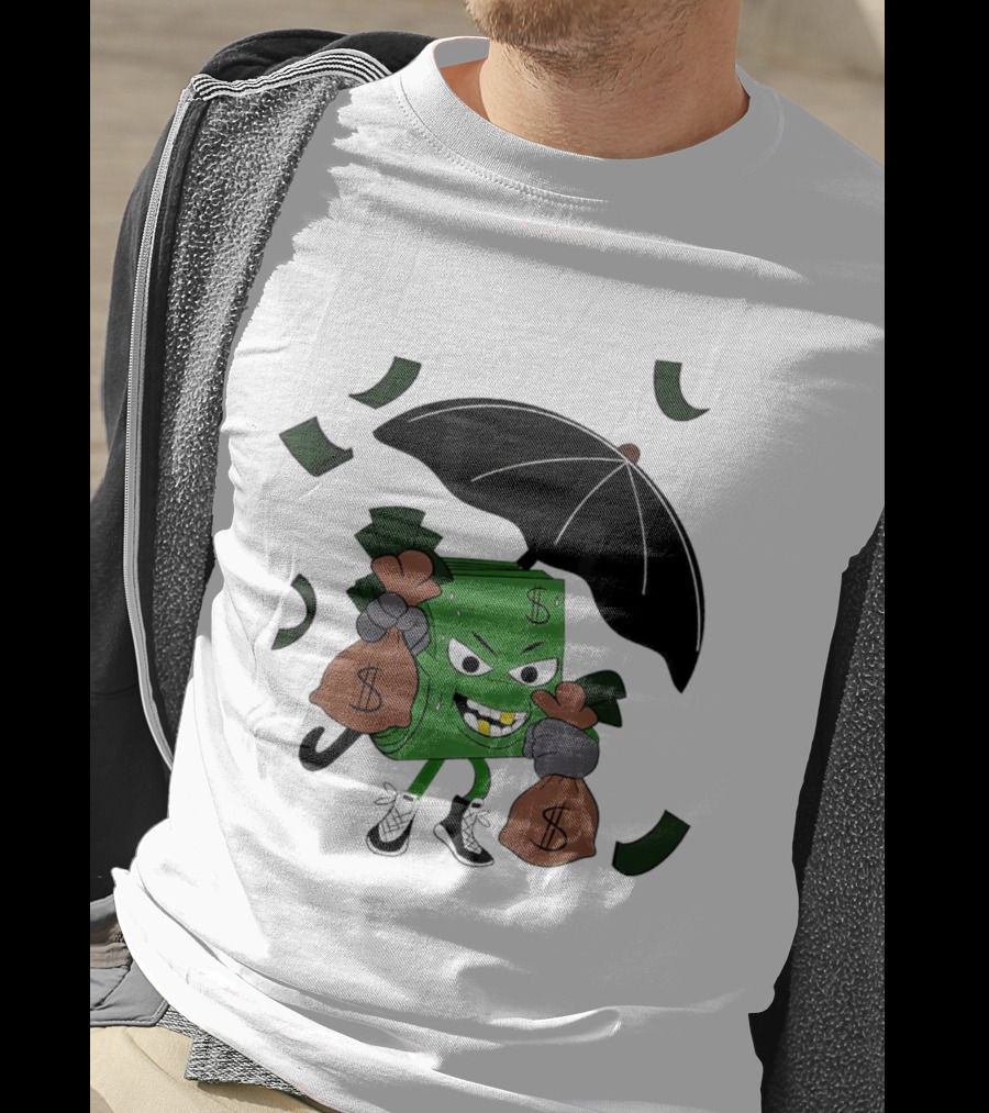 Money Man Holding Money Bags And Umbrella T-Shirt