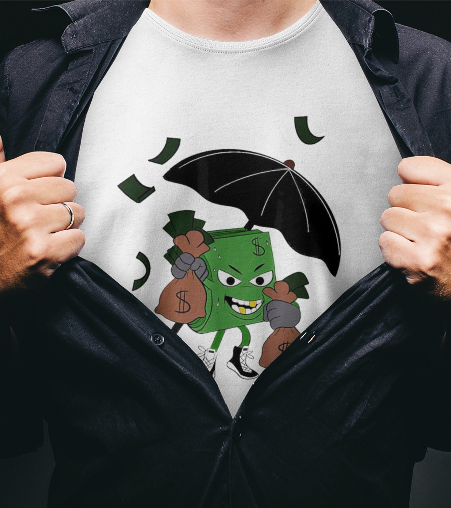 Money Man Holding Money Bags And Umbrella T-Shirt