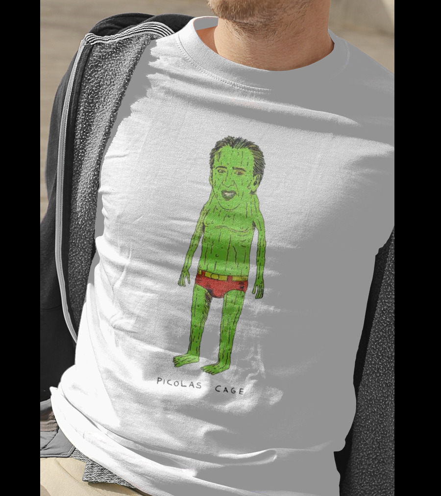 Picolas Cage Cucumber Cartoon Mashup T-Shirt