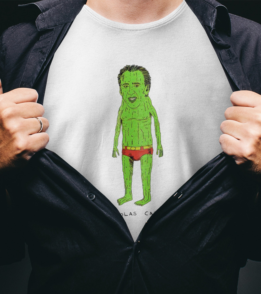 Picolas Cage Cucumber Cartoon Mashup T-Shirt