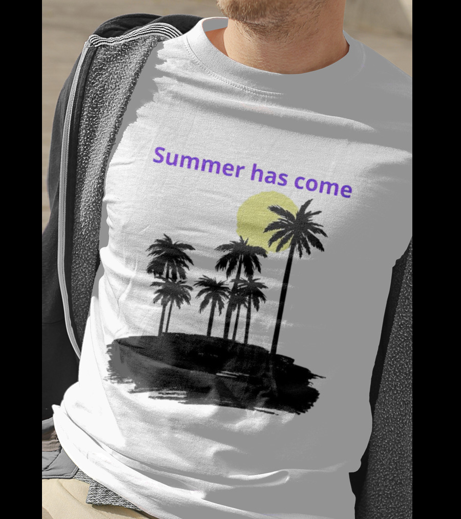 Summer Has Come Tropical Palm Silhouette Moonlit Evening T-Shirt