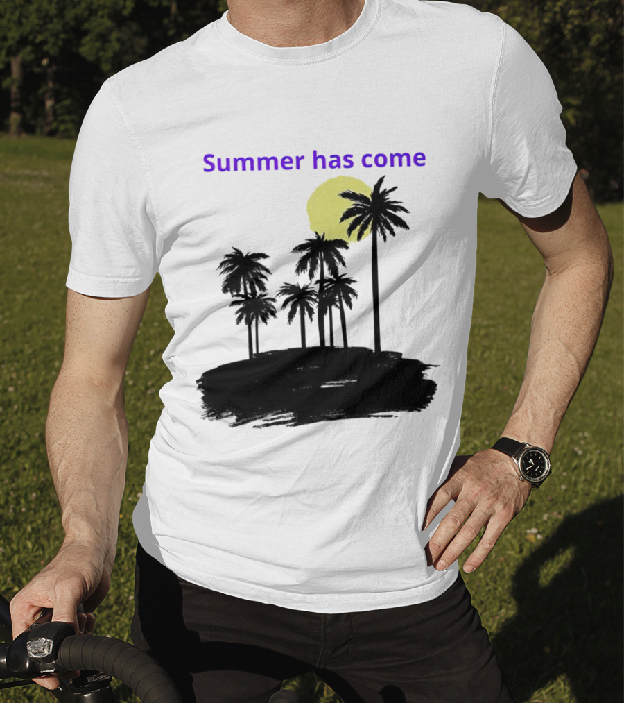 Summer Has Come Tropical Palm Silhouette Moonlit Evening T-Shirt