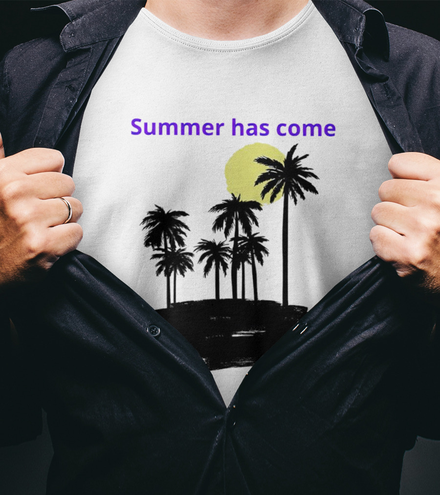 Summer Has Come Tropical Palm Silhouette Moonlit Evening T-Shirt