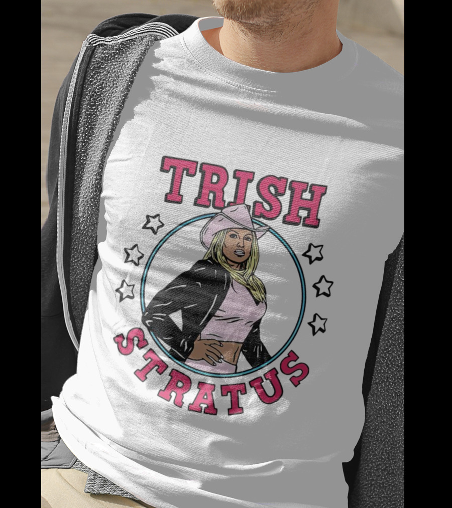 Trish Stratus Pink Cowboy Hat Black Jacket Stars T-Shirt