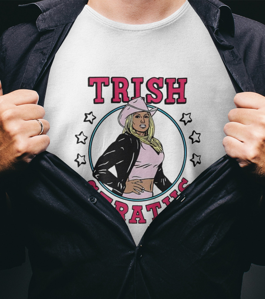 Trish Stratus Pink Cowboy Hat Black Jacket Stars T-Shirt