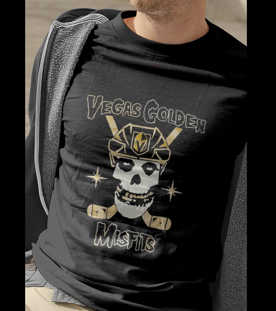 Vegas Golden Knights Misfits Skull And Crossed Hockey Sticks T-Shirt