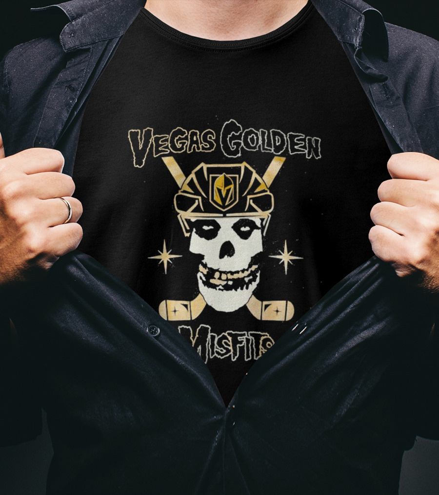 Vegas Golden Knights Misfits Skull And Crossed Hockey Sticks T-Shirt