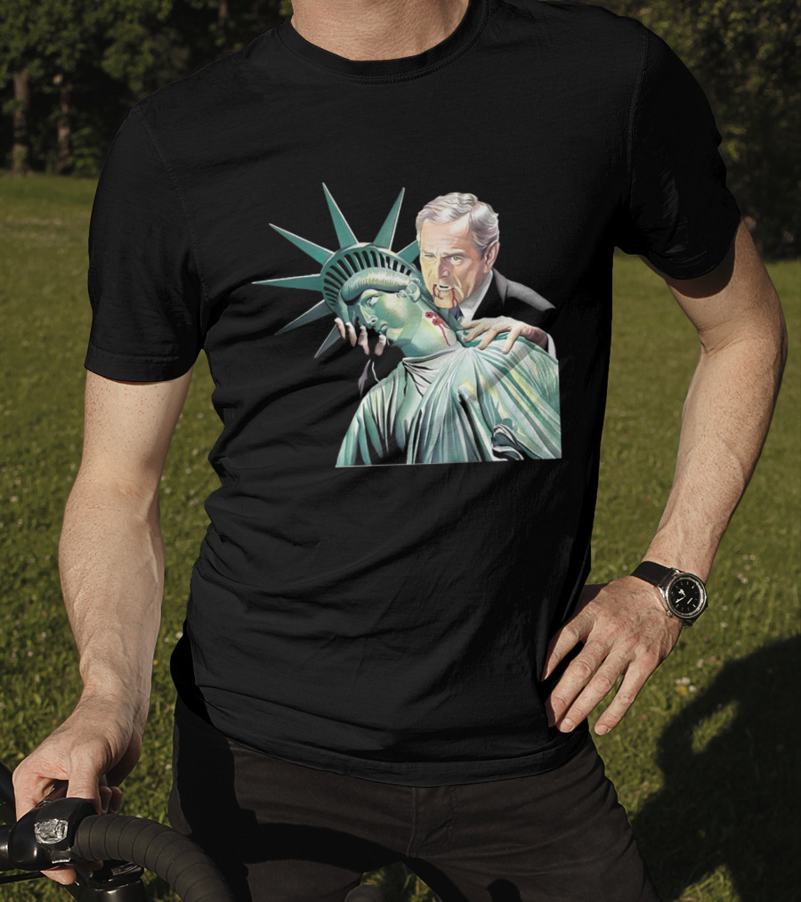 George Bush As Vampire Biting Statue Of Liberty T-Shirt