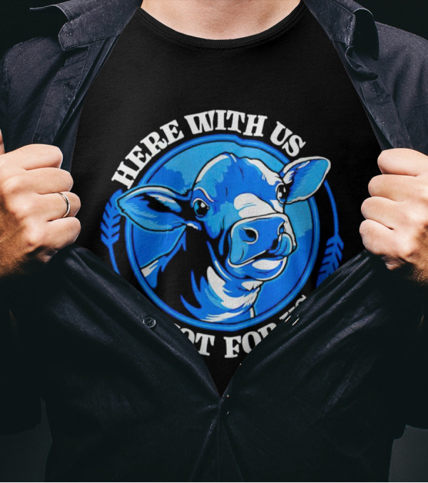 Here With Us Not For Us Blue Cow Circle T-Shirt