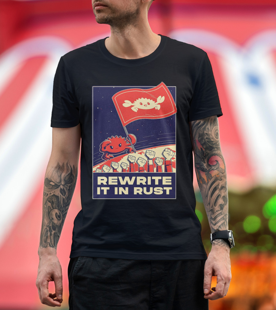 Rewrite It in Rust with Ferris Crab Flag Revolution T-Shirt