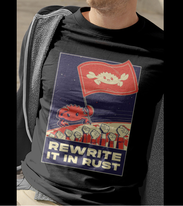 Rewrite It In Rust With Ferris Crab Flag Revolution T-Shirt