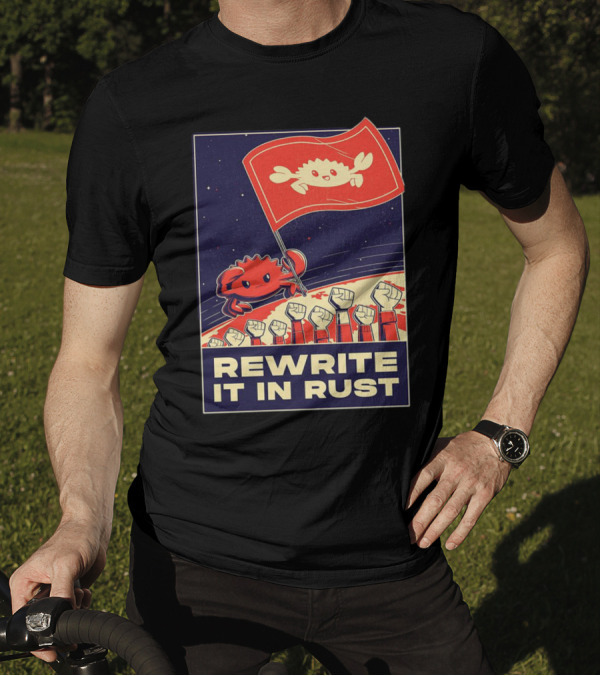 Rewrite It In Rust With Ferris Crab Flag Revolution T-Shirt