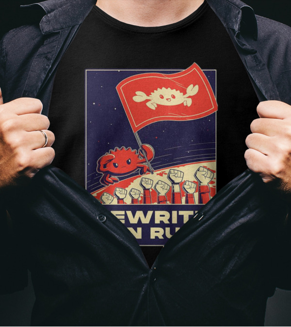 Rewrite It In Rust With Ferris Crab Flag Revolution T-Shirt